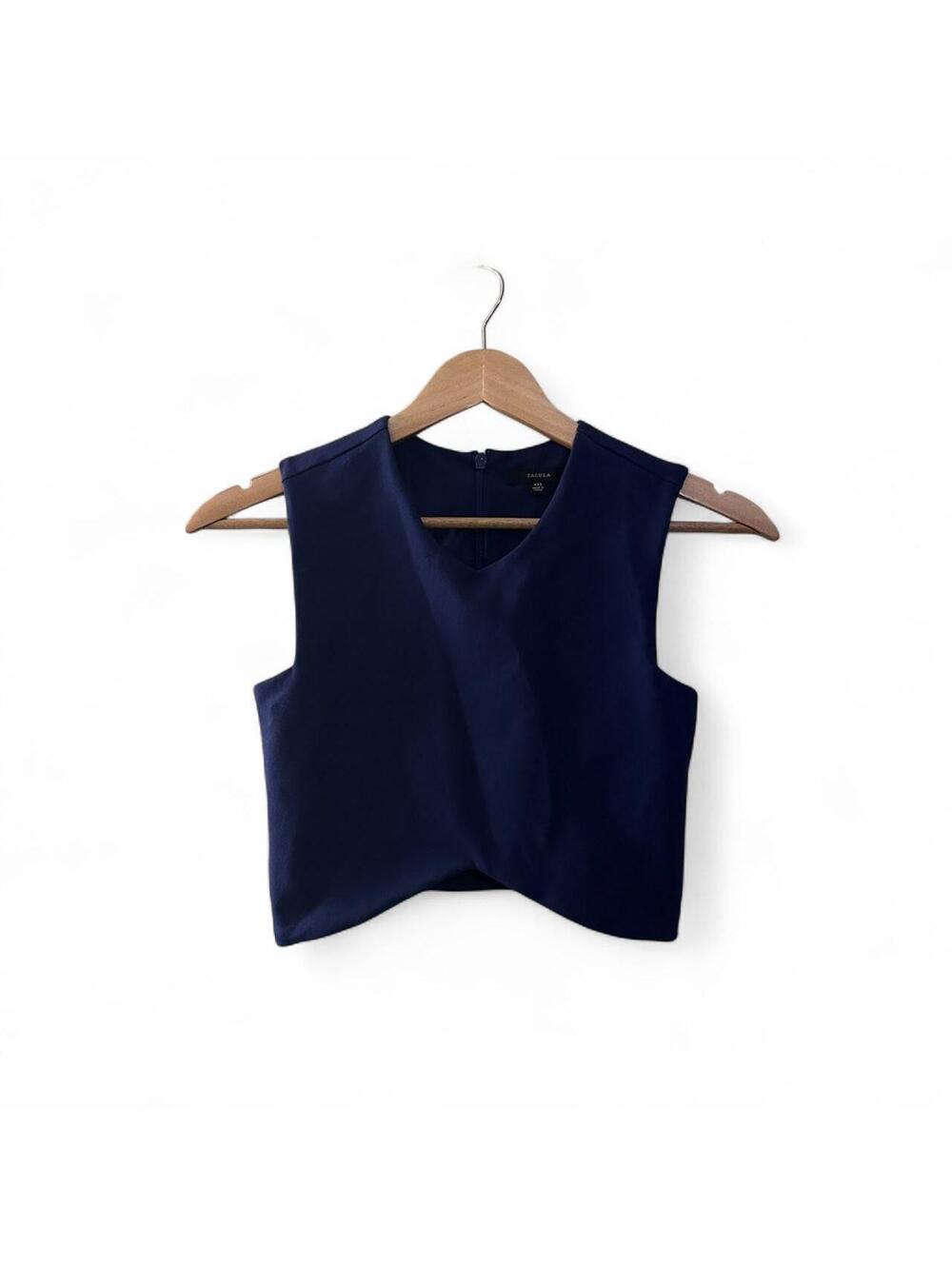 Aritzia Talula Manzanita V-Neck Crop Top Navy XS